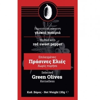Green Olives Kernelless | stuffed with pepper | 120g | Label with your Logo